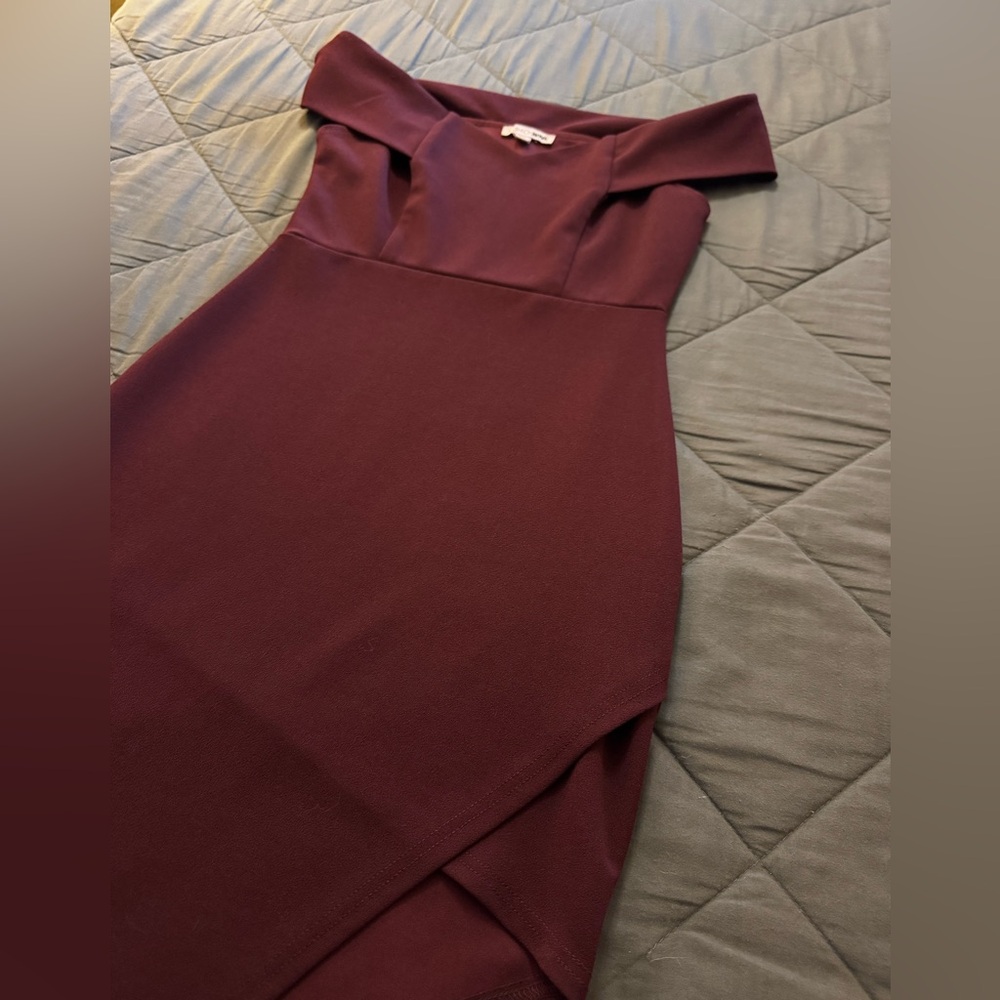 Fashion Nova Asymmetrical Burgundy Dress - Picture 3 of 12